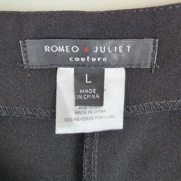 Romeo Juliet Couture Black Straight Wide Button Slit Legs High Rise Pants Size L - Picture 10 of 11